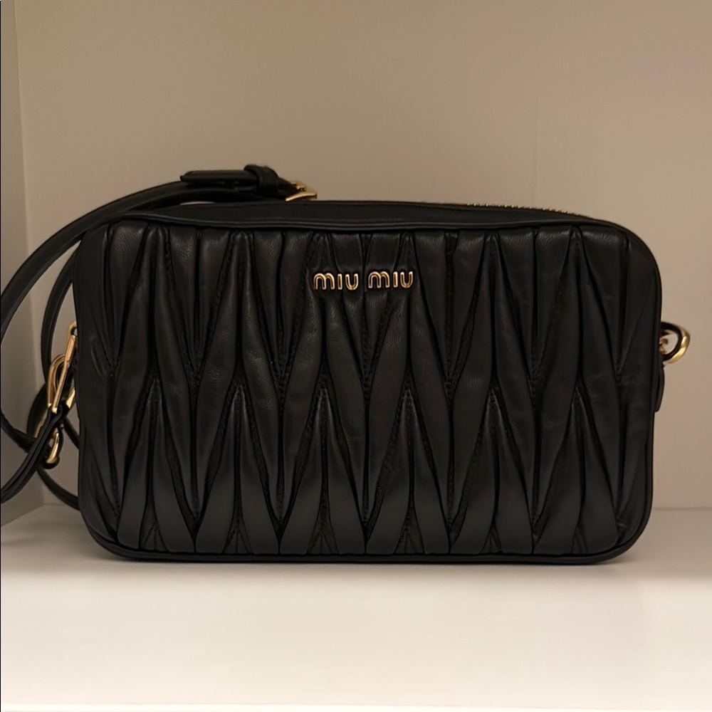 Miu Miu Black Matalesse Leather Crossbody Bag